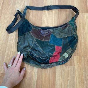 90s patchwork leather shoulder purse